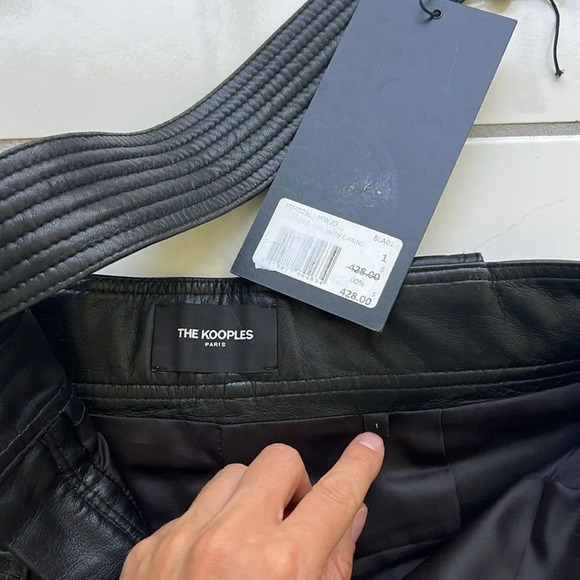 The Kooples Pleated Leather Shorts - Picture 9 of 11